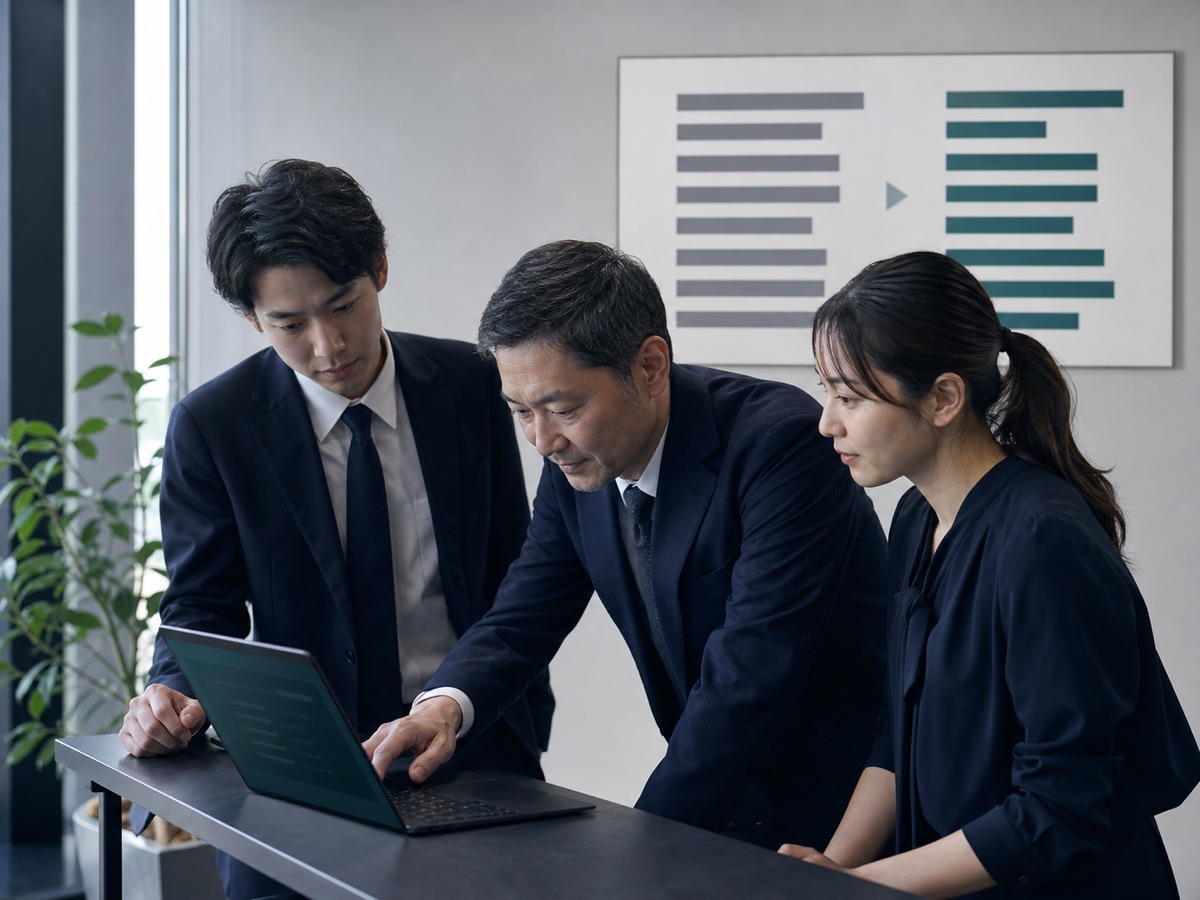 AIによる業務自動化の効果を確認する社内メンバー